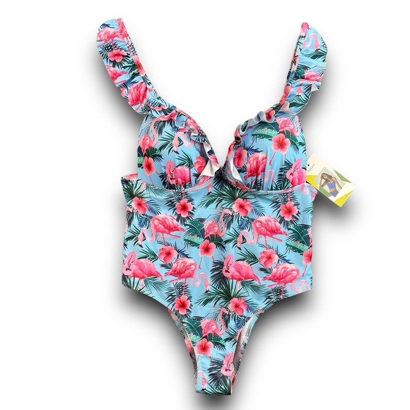 HALARA Other - Halara Maya Blue Bathing Suit Size XL Flamingo One Piece